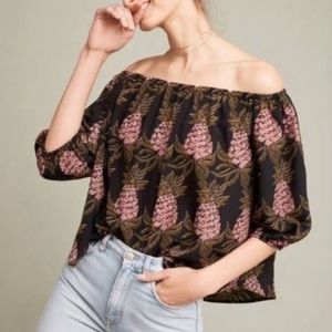 Anthropologie Off the shoulder pineapple blouse
